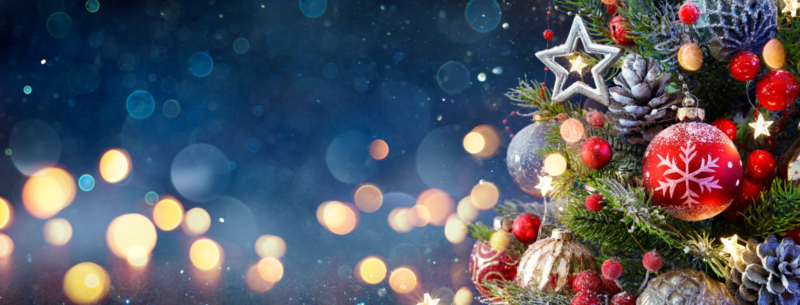 Christmas Tree with baubles and lights